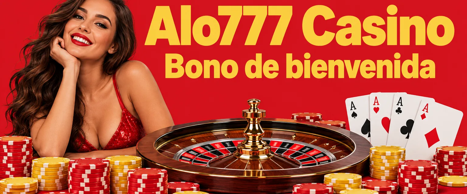 Banner de Alo777 Casino con el bono de bienvenida de 100% hasta 8,000 pesos y 150 giros gratis